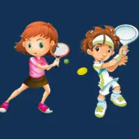 Deux enfants jouant au tennis